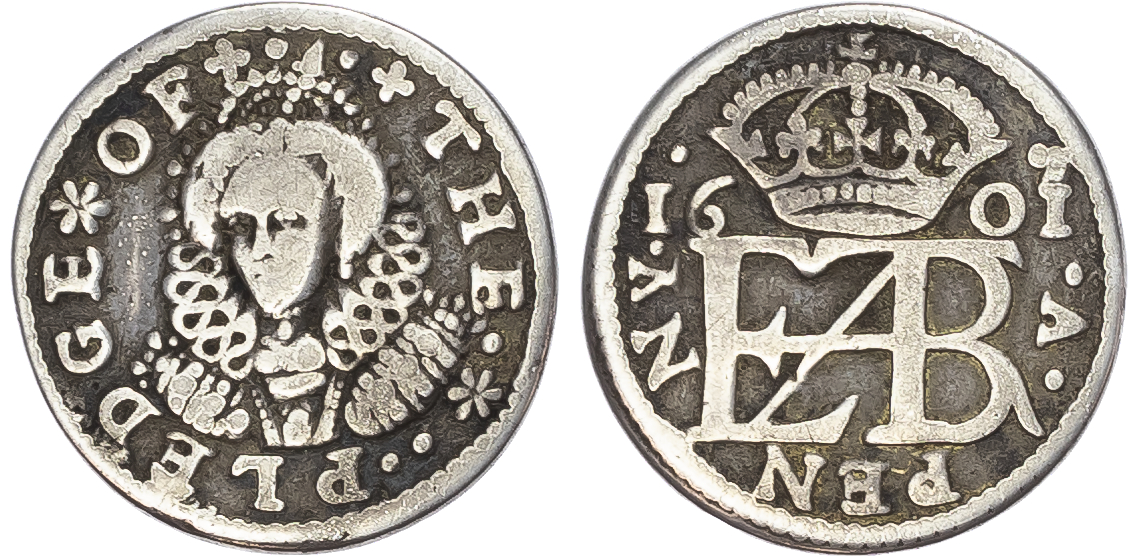 Elizabeth I (1558-1603), Pattern Pledge Penny in Silver, 1601, by C. Anthony