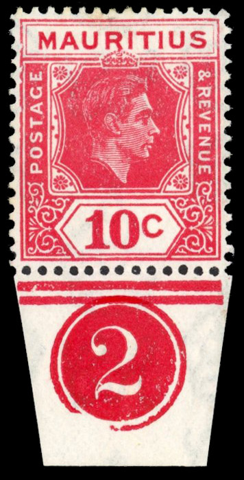 Mauritius SG 256cb 1942 10c serrated edge mint