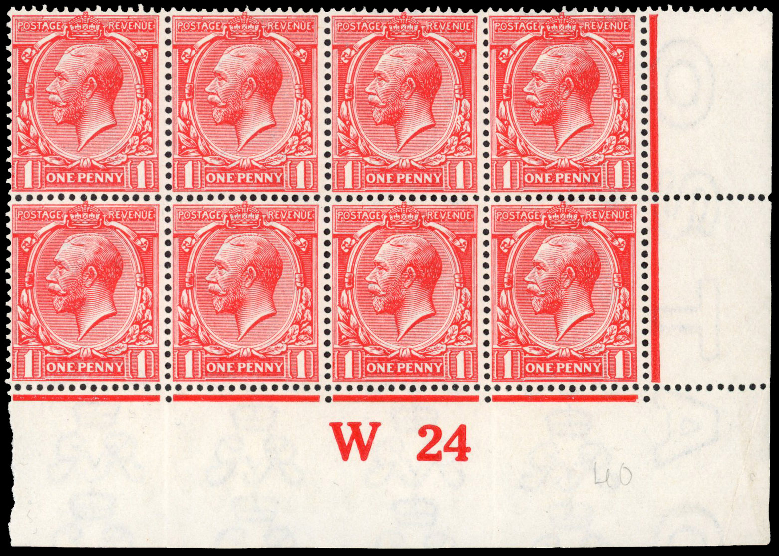 1912-24 1d Bright scarlet (Wmk. Royal Cypher). 