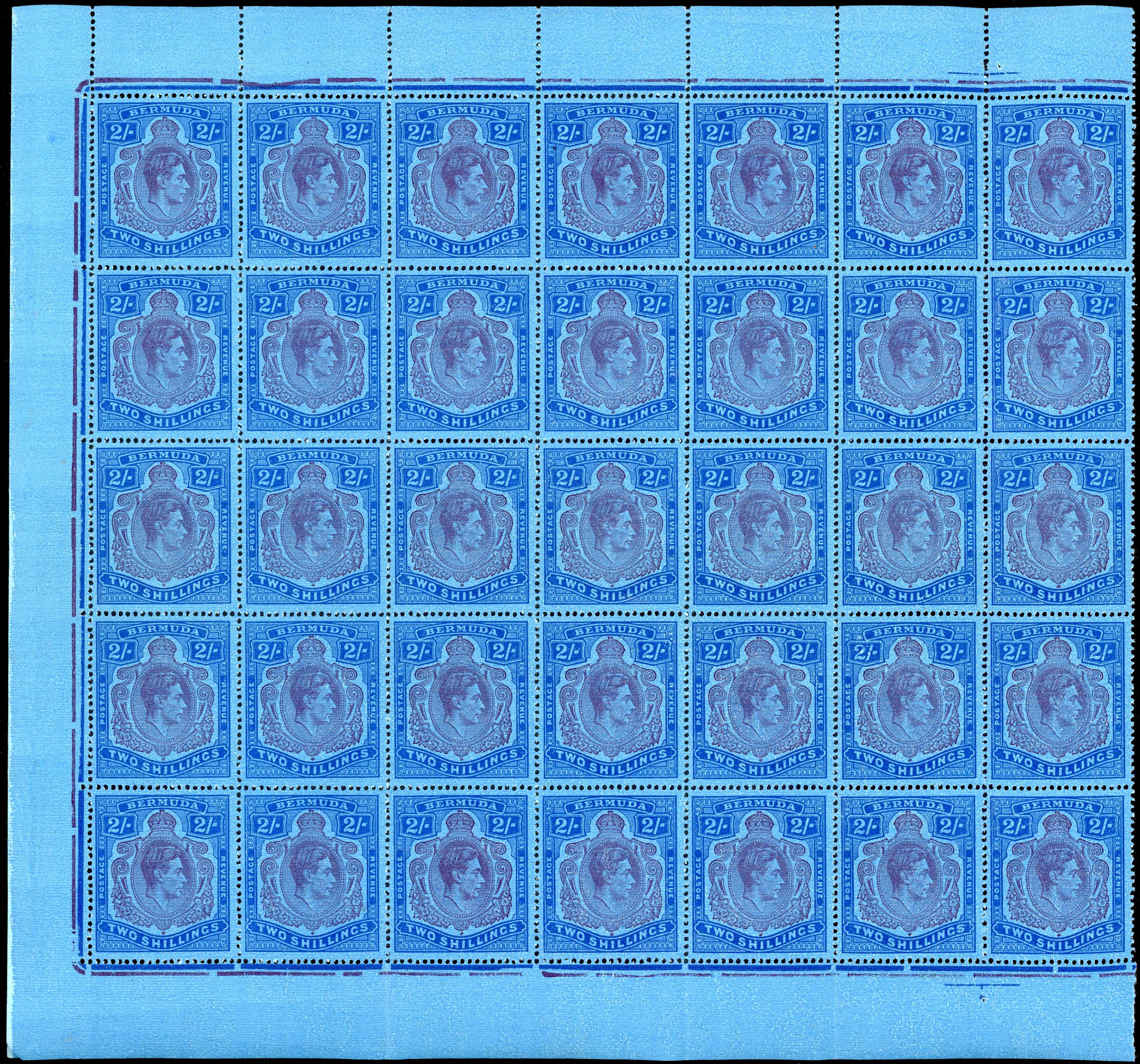 Bermuda SG 161c/cf 1938-53 2s variety Gash in chin unmounted