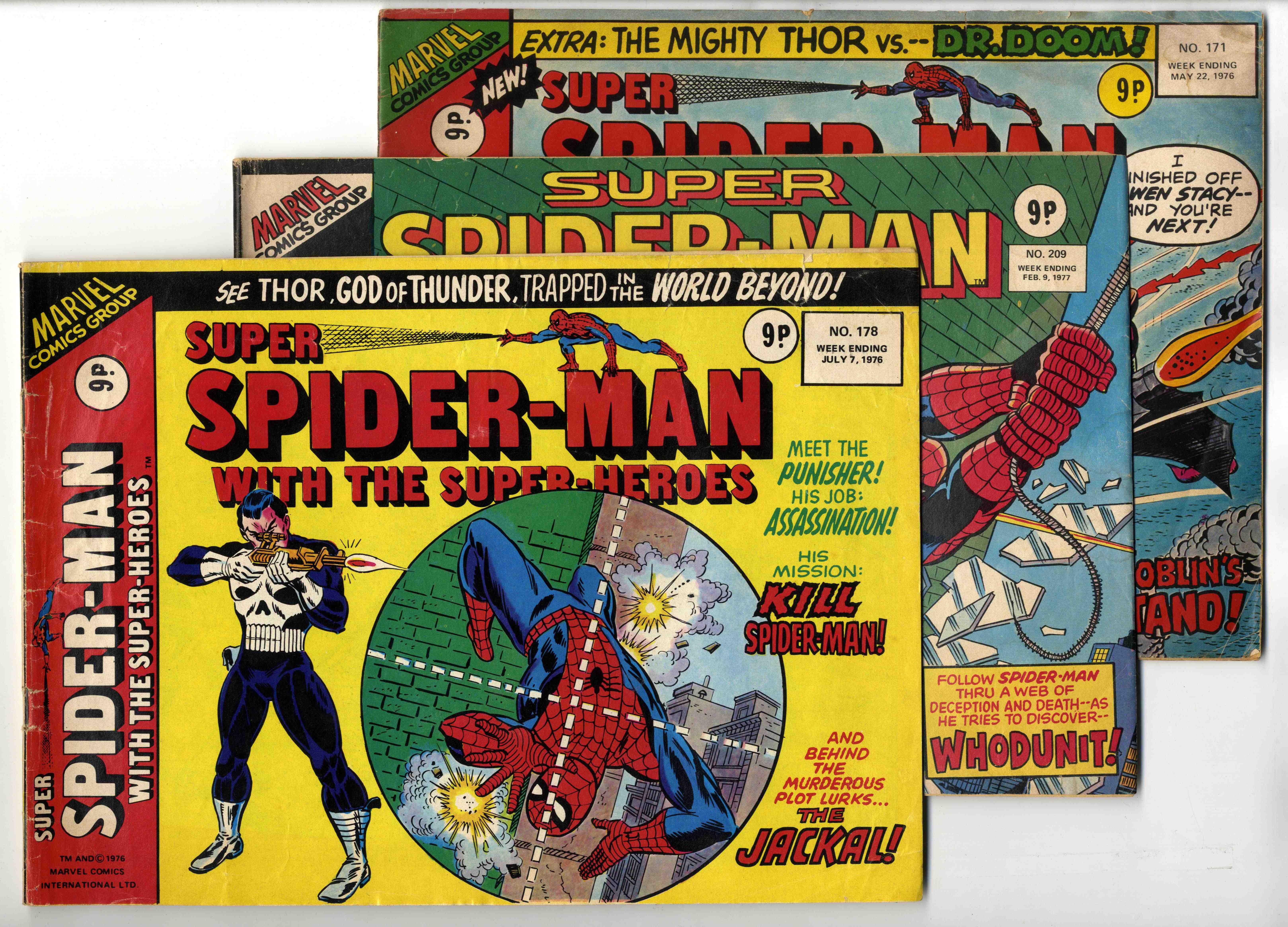 Super Spider-Man 1st UK Punisher Appearance (Marvel UK, 1976-1977) Bundle of 6 Issues