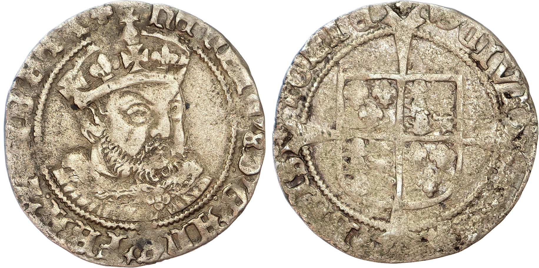 Edward VI, Coinage in the Name of Henry VIII (1547-1551), Groat, Bristol mint, mintmark WS.