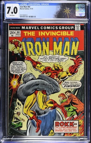 Iron Man #64 CGC 7.0 "Rokk Cometh!" (Marvel Comics, 1973) White pages