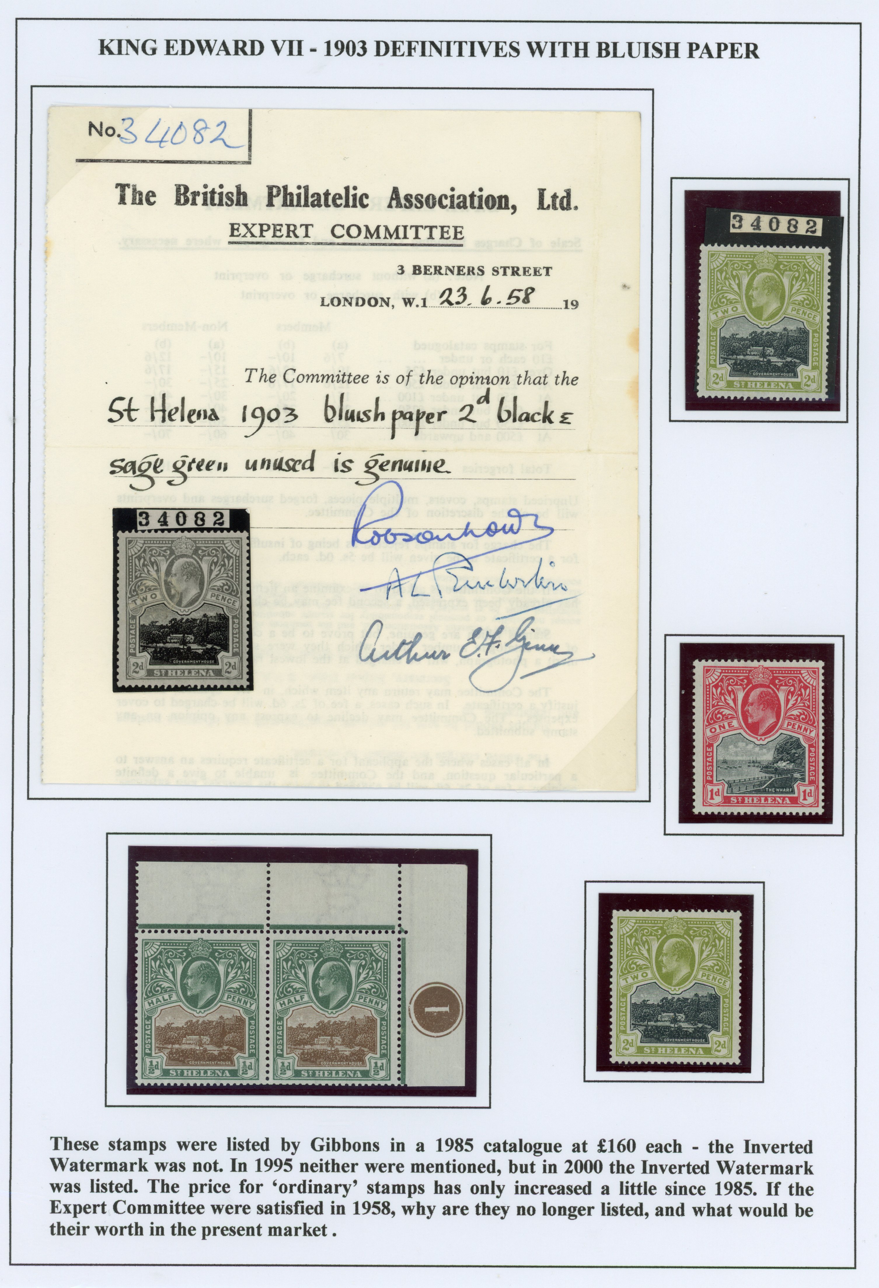St Helena SG 55-7 vars mint
