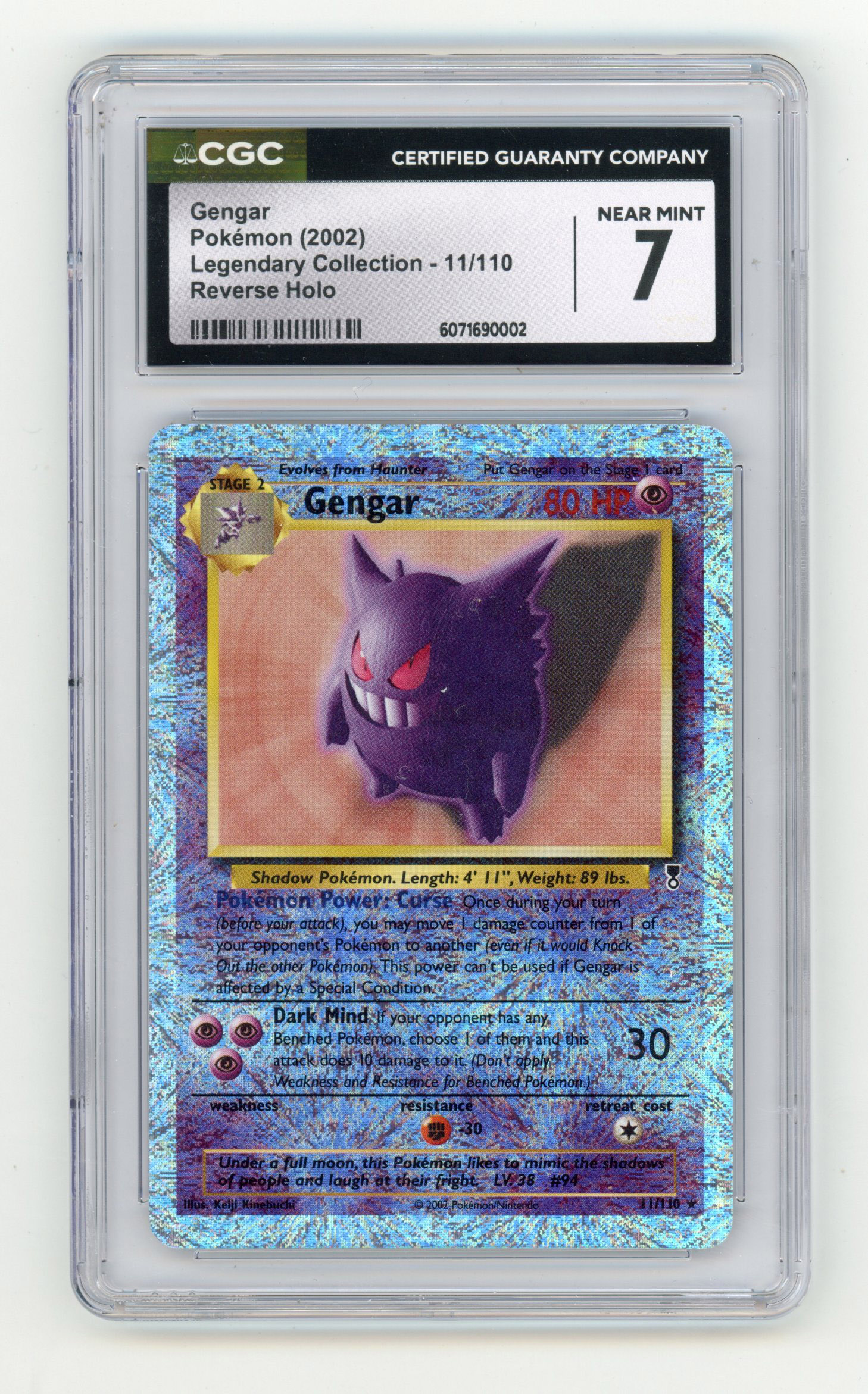 CGC 7 Gengar Reverse Holo #11 - Legendary Collection 2002