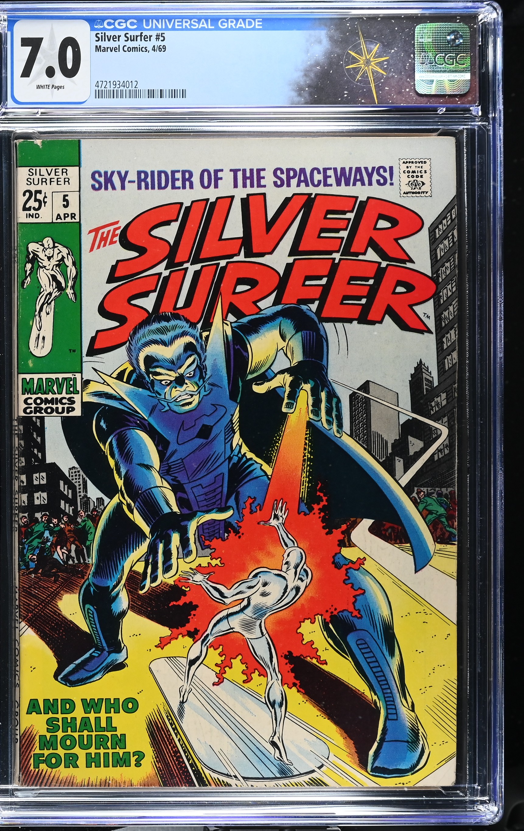 Silver Surfer #5 CGC 7.0 1st Appearance of Al Harper (Marvel Comics, 1969) White Pages