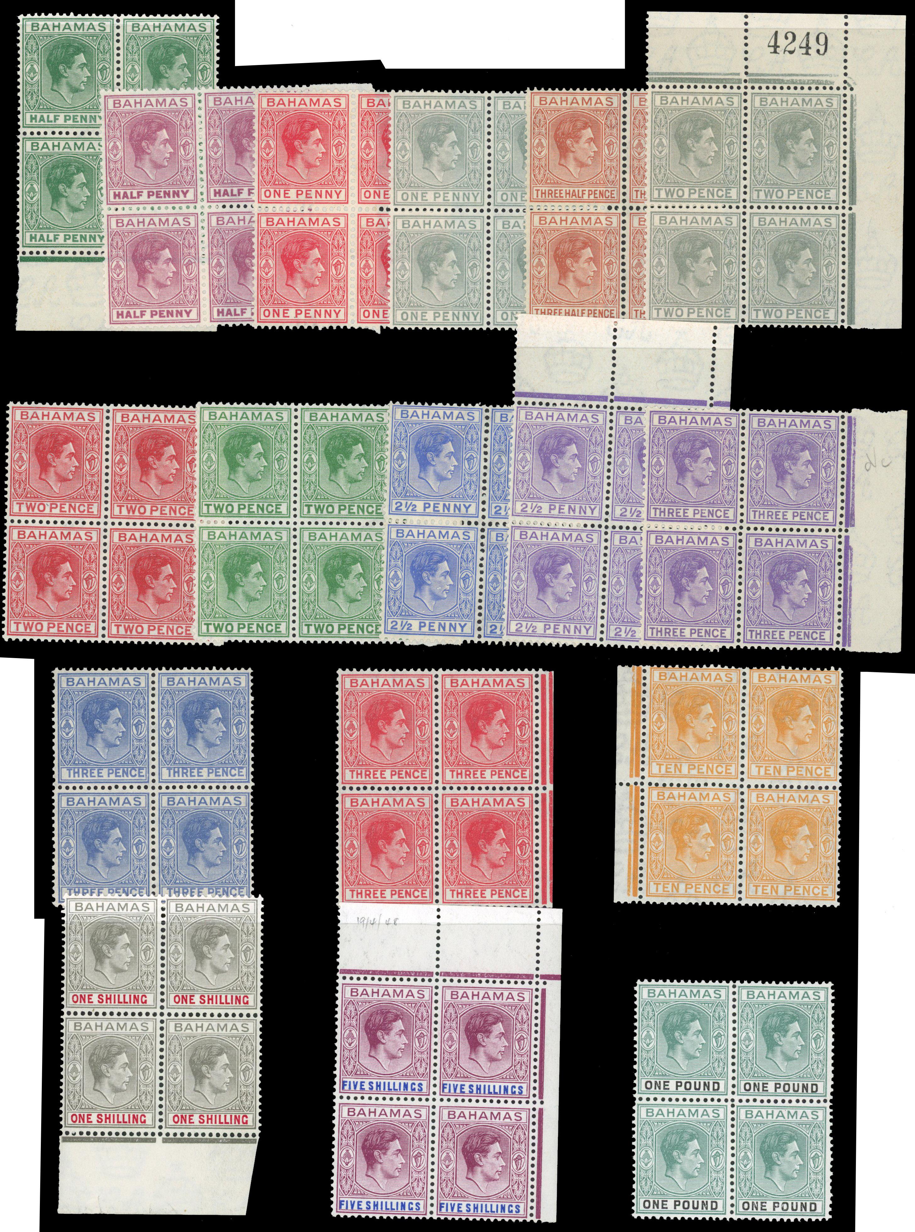 Bahamas SG 149-157a blocks mint