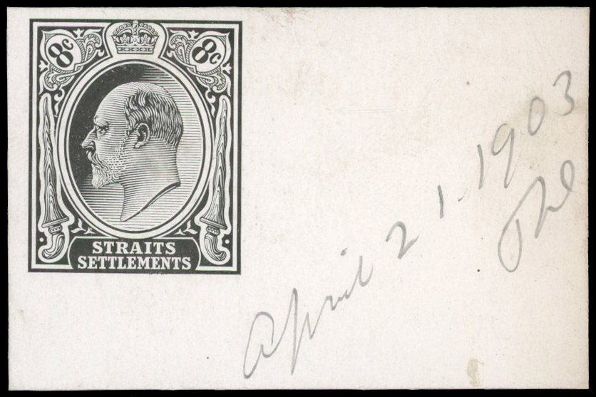 Straits Settlements 1903 8c die proof in black