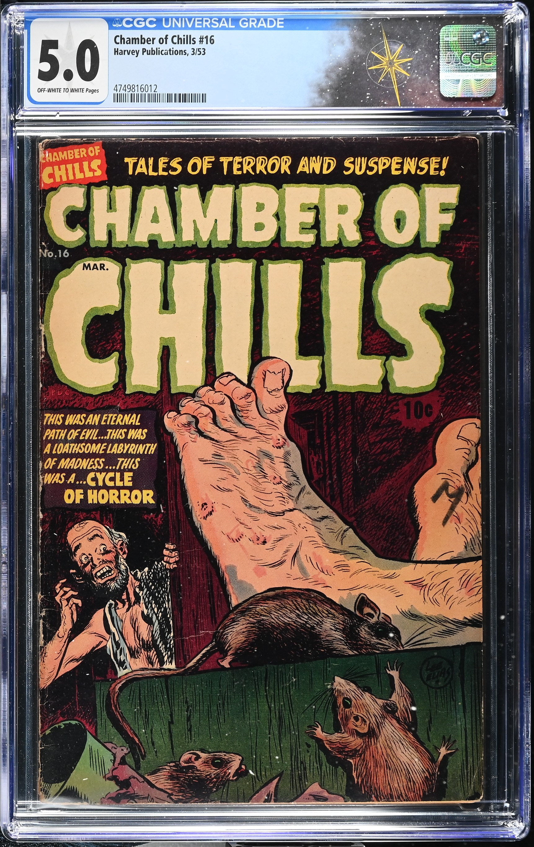 Chamber of Chills #16 CGC 5.0 Cover by Lee Elias (Harvey Publications, 1953) Off-White to White Pages