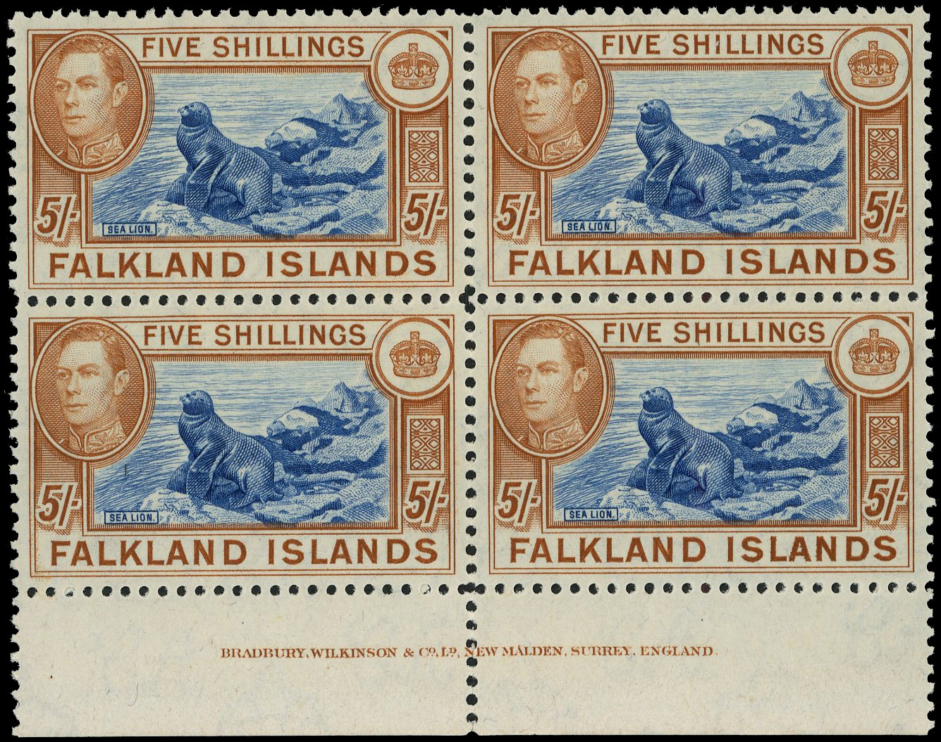 Falkland Islands SG 161c imprint block mint