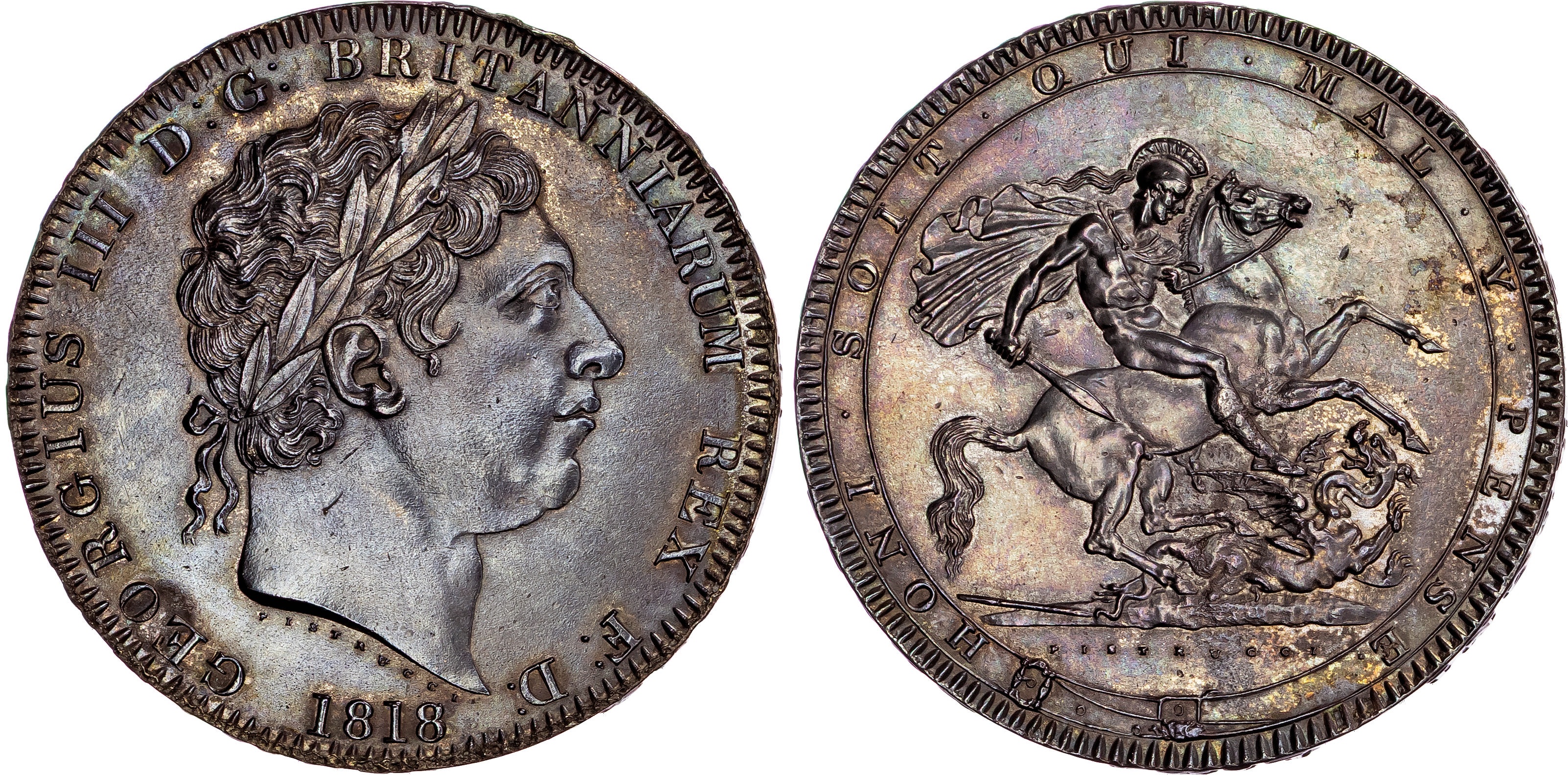 George III (1760‐1820), AR Crown, 1818 LIX, New Coinage.