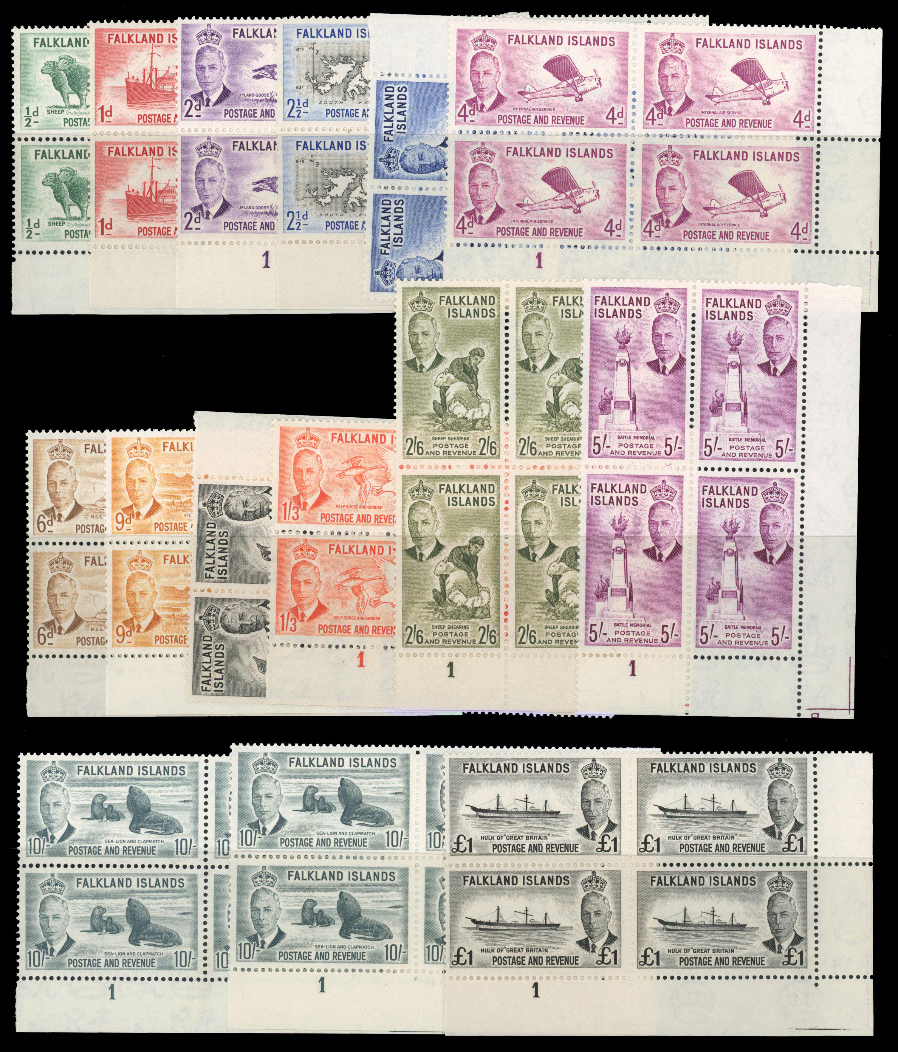 Falkland Islands SG 172-185 Plate blocks mint