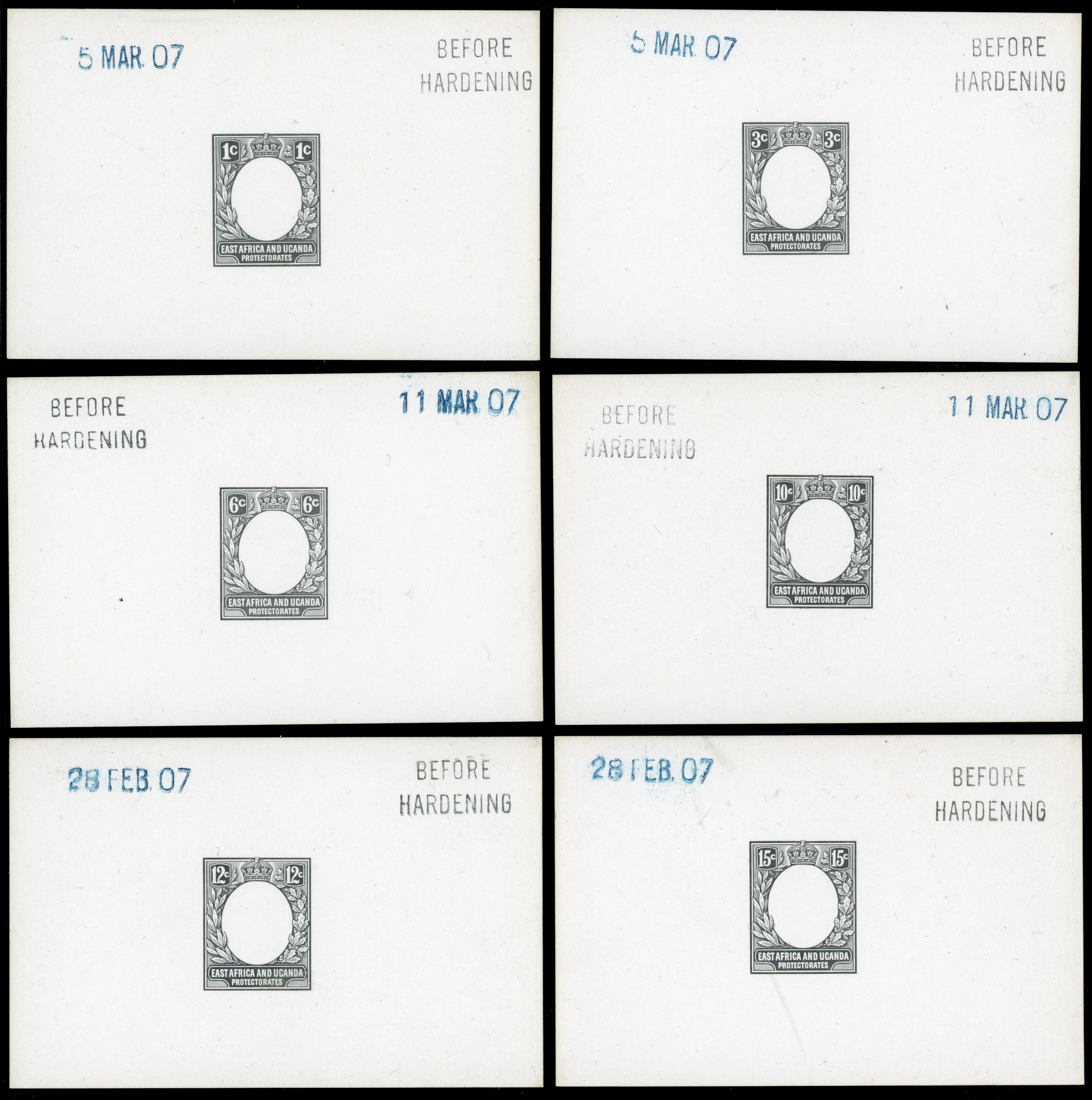 East Africa & Uganda SG 34-42 1907-8 new currency Die Proof set