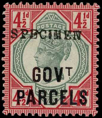 Government Parcels. 1891 4½d green and...