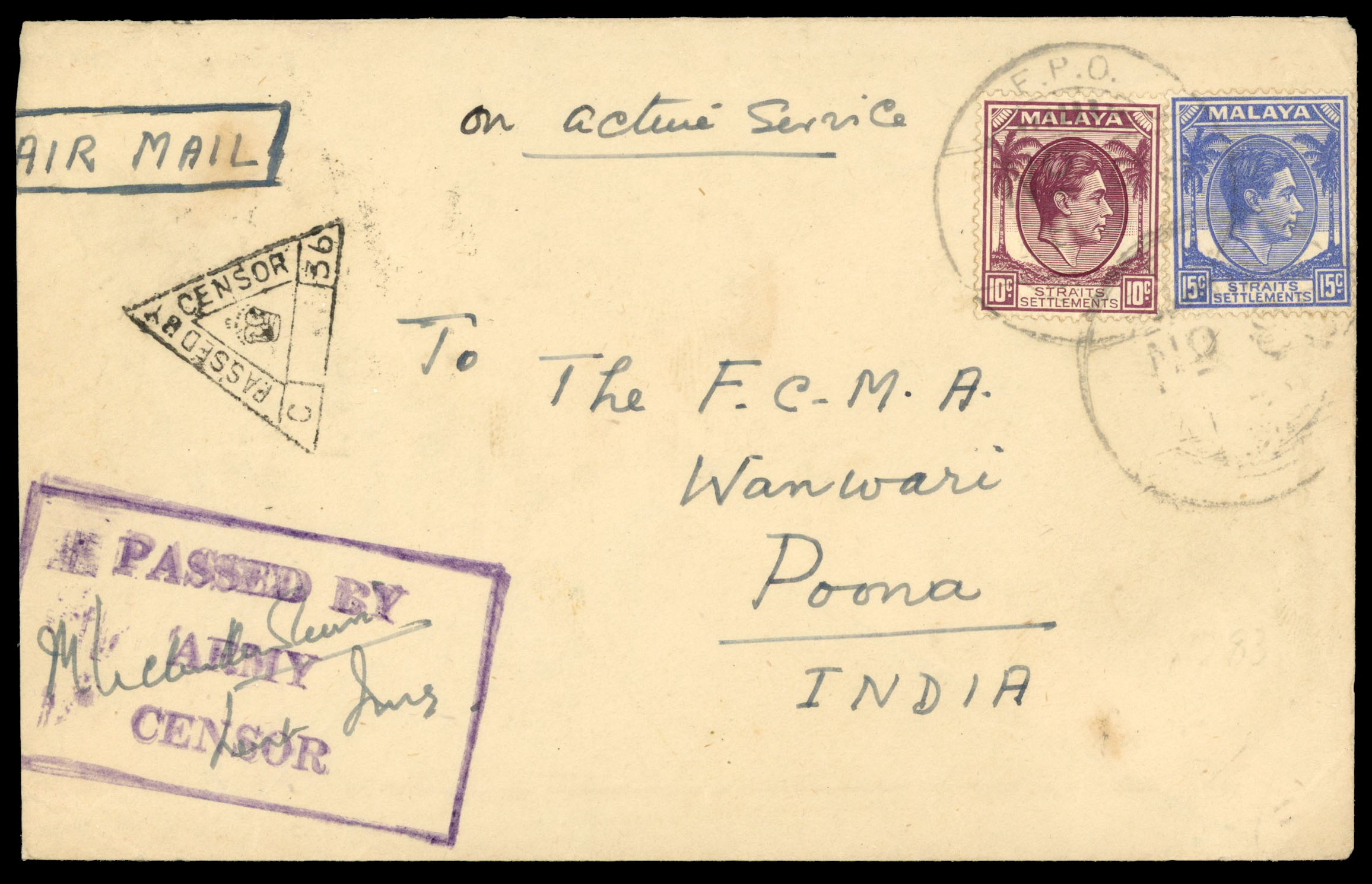 Straits Settlements 1942 FPO 83 cover