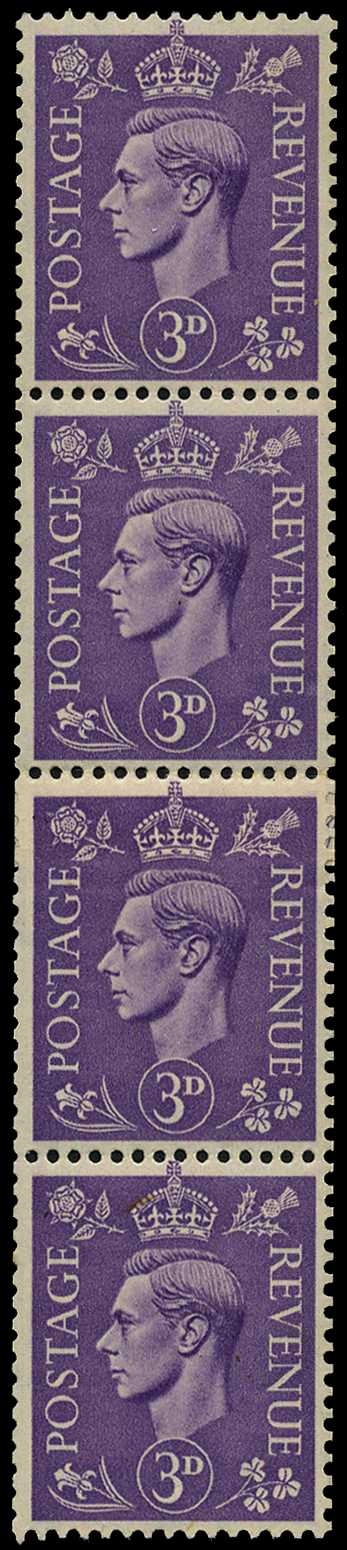 1942 3d pale violet, coil join (vertical strip...
