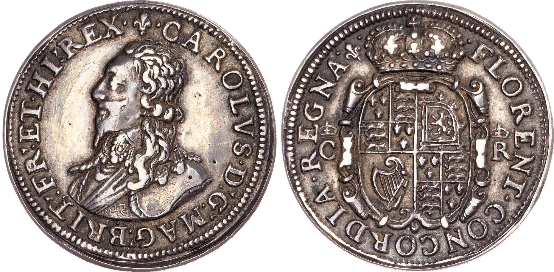 Charles I (1625-1649), AR Pattern Shilling or Unite, contemporary cast in high relief, after Abraham van de Dort, mm. lis.