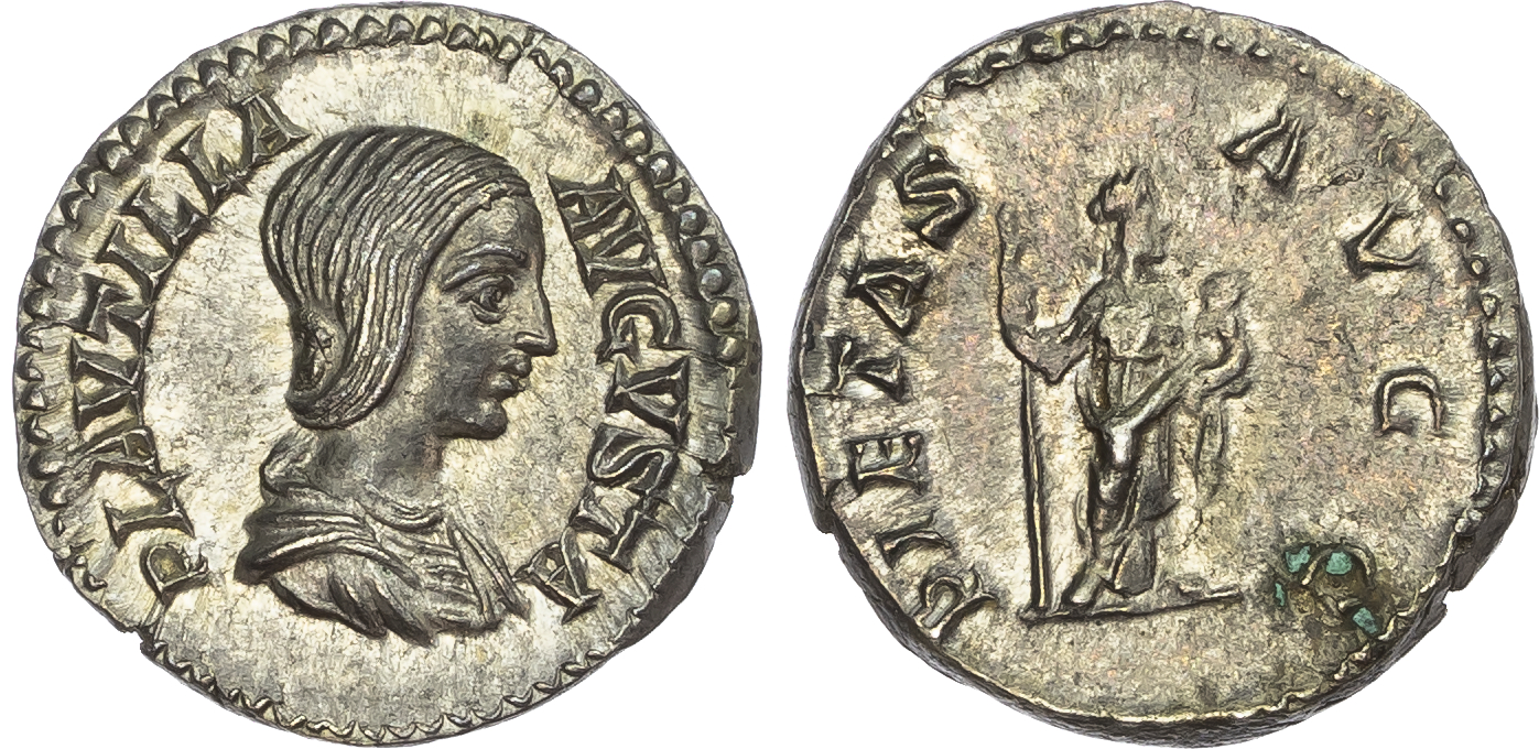 Plautilla (AD 202-205) AR Denarius, Rome, AD 204, 3.66g. 
