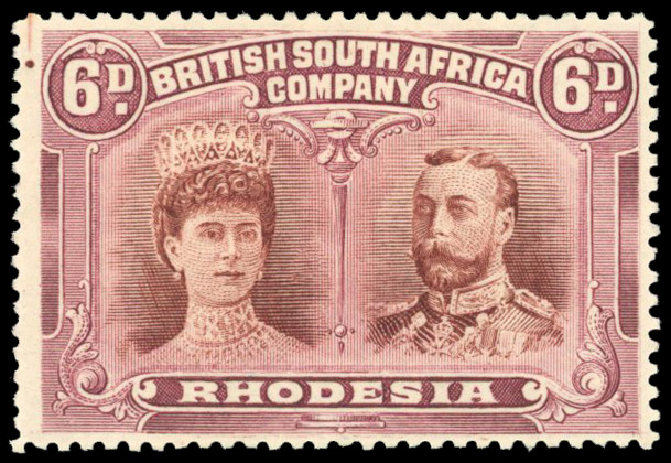 Rhodesia 1910-13 6d purple-brown and brown-purple perf 15