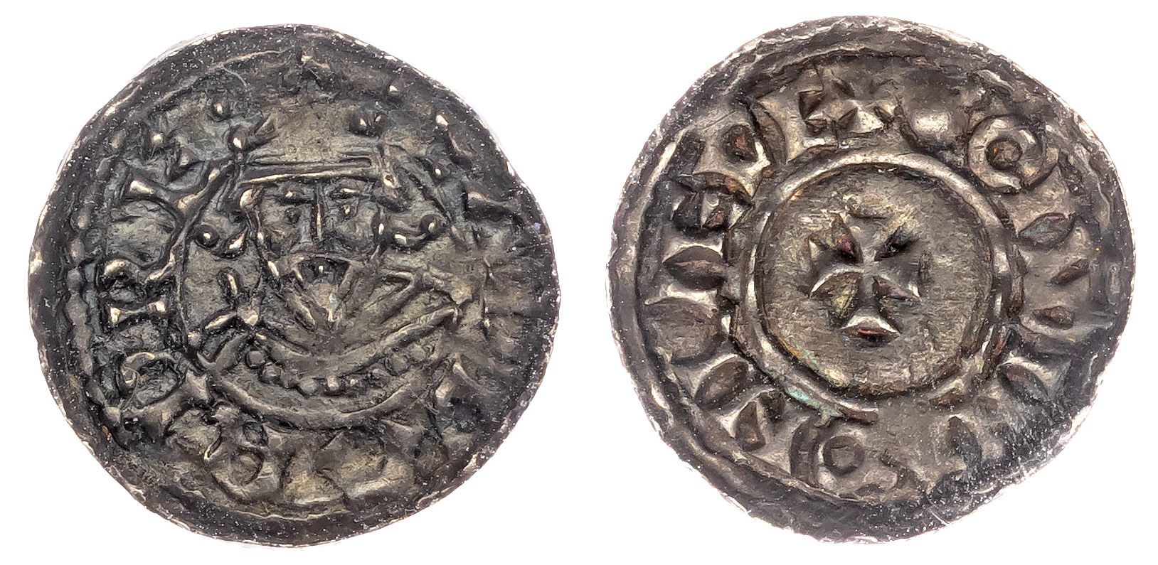 Edward the Confessor (1042-1066), Penny, Facing Bust type, Lewes, moneyer Godwine. NGC AU58
