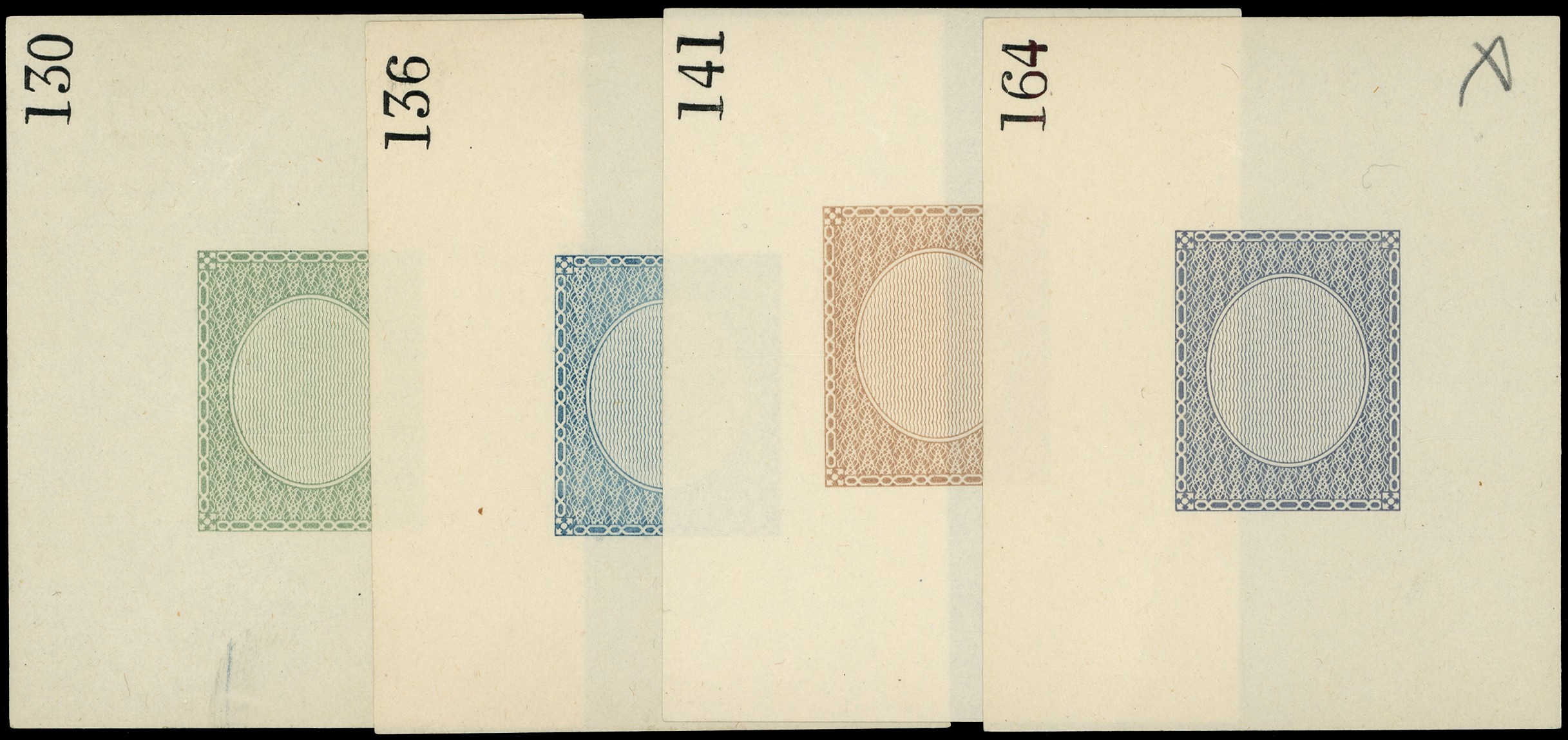 1954 Bradbury Wilkinson Four imperforate Die proofs of...