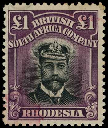 1913-7 £1 Head Die II, perf 14. Large part...