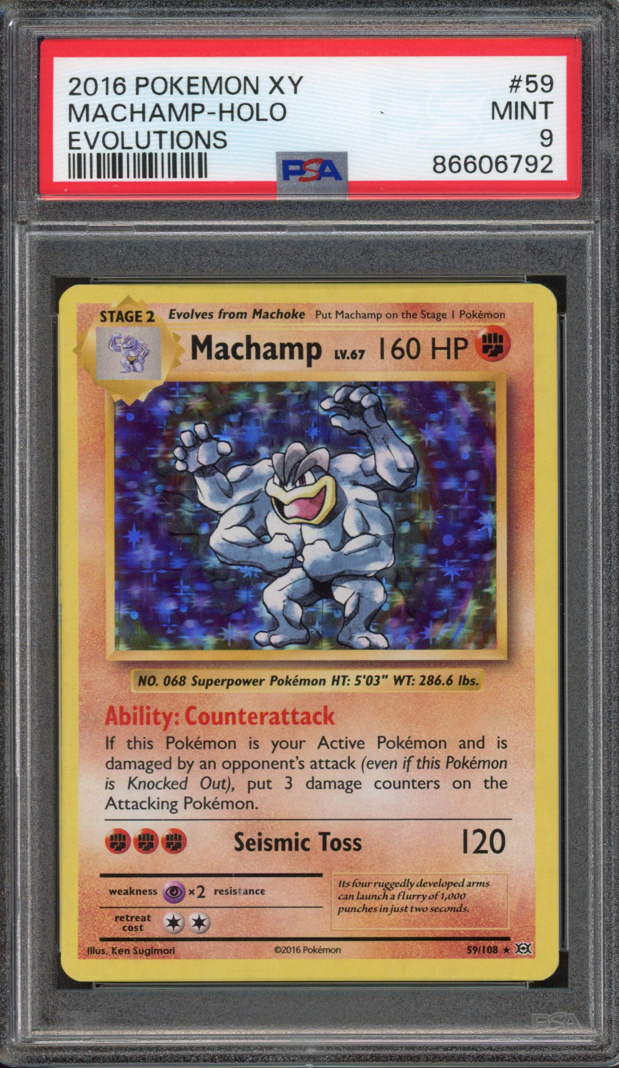 Pokémon TCG - PSA 9 Machamp Holo - Evolutions 2016  