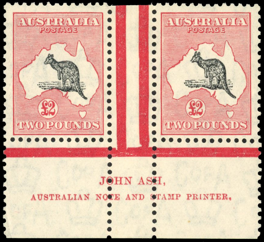 Australia SG 138 £2 John Ash imprint pair mint 