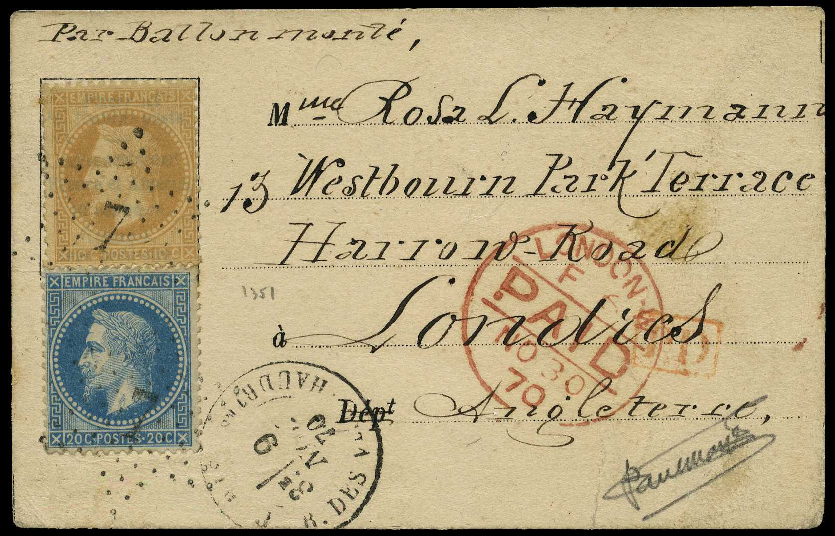 Twenty-eighth Balloon of the Siege: 1870...