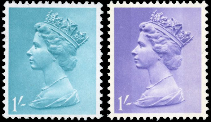 GB SG 742 1967-70 Machin 1s colour trial in turquoise-blue