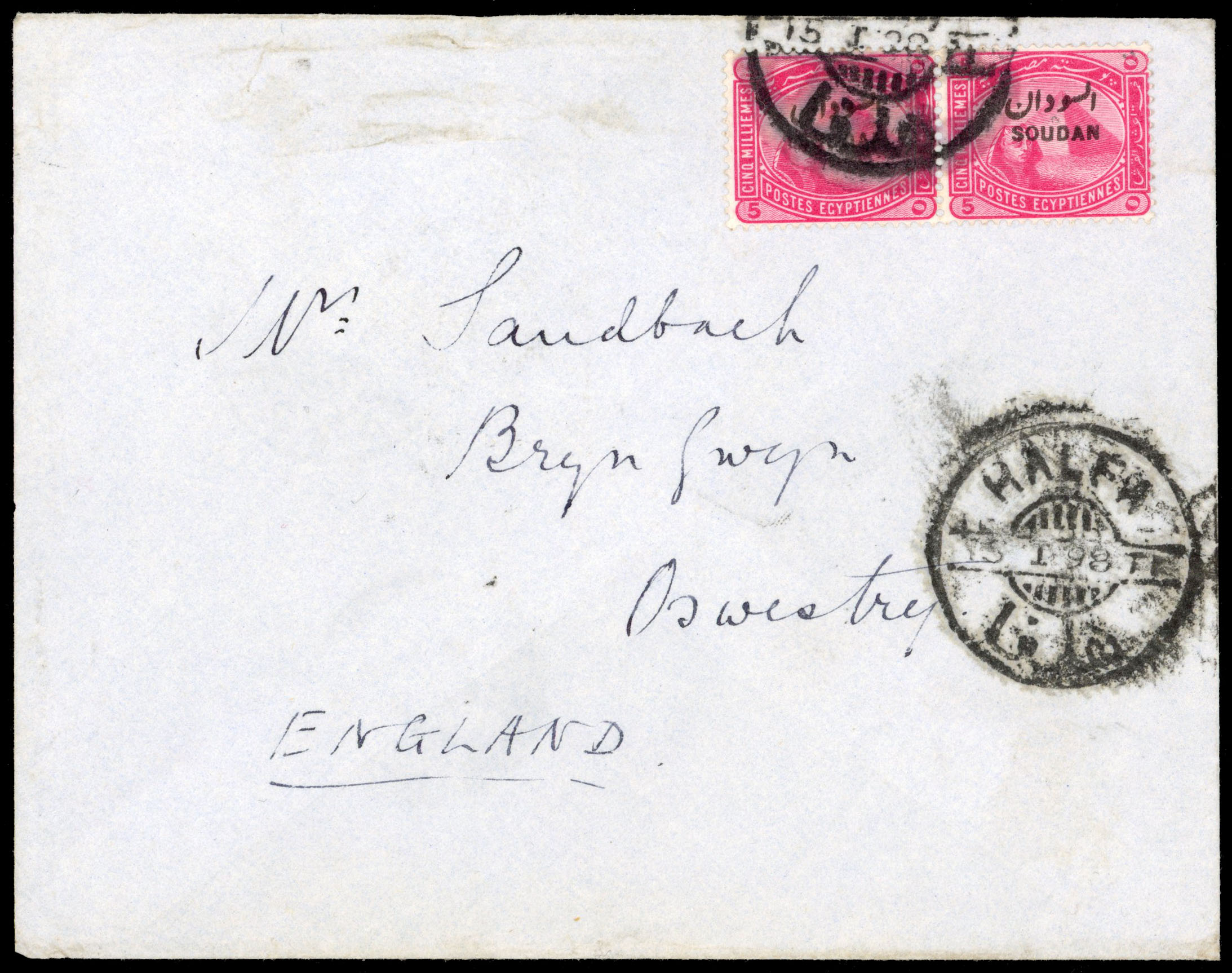 Sudan 1898 Sandbach correspondence to England