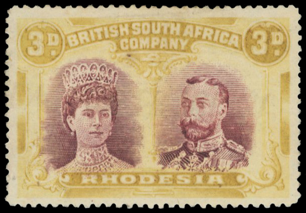 3d claret and pale yellow-ochre perf 15 SG 173a mint