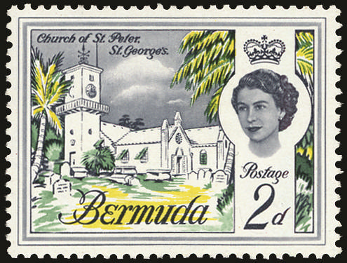 BERMUDA 1962 SG164a Mint unmounted 2d Church of St Peter error Lilac omitted