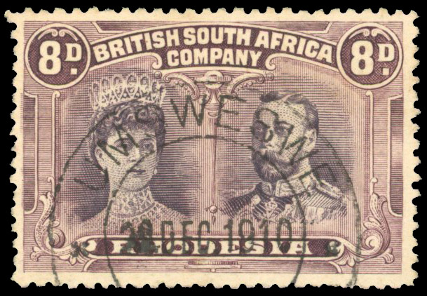 Rhodesia 1910-13 8d grey-purple and dull purple perf 13½ used