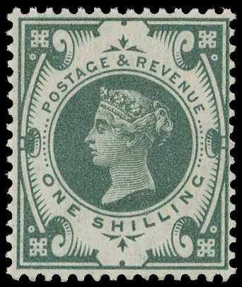 1887 1/- grey-green unmounted o.g., fine,...