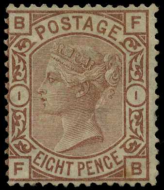 1876 8d purple-brown Plate 1 (FB), prepared...