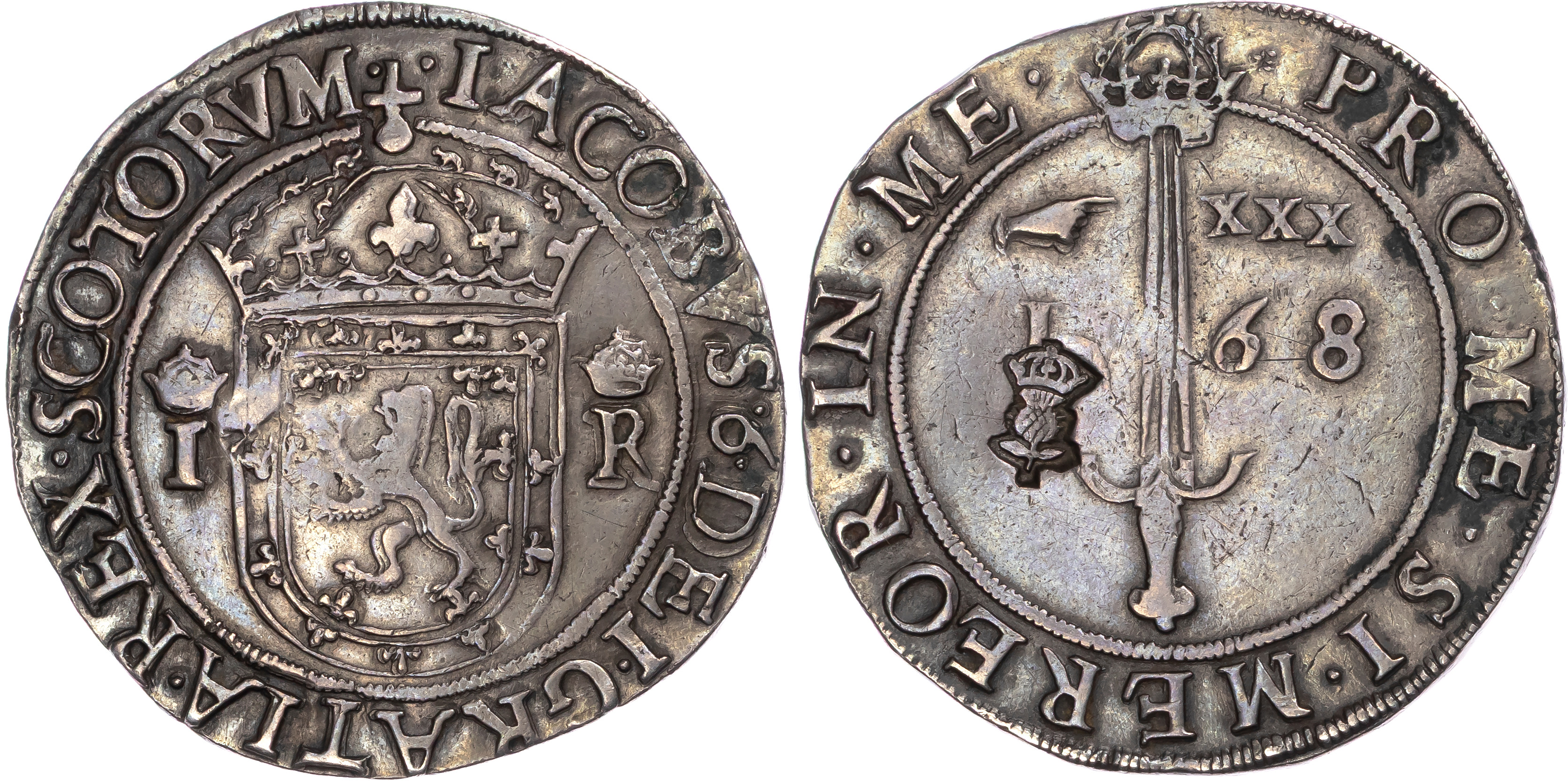 Scotland, James VI (1567‑1625), AR Ryal (Sword Dollar), First Coinage, 1568.