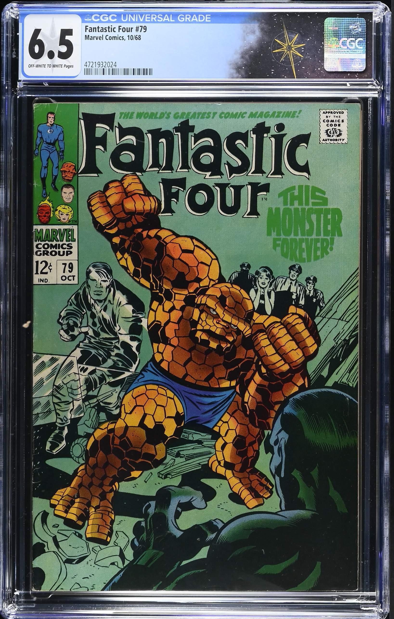 Fantastic Four #79 CGC 6.5 Jack Kirby Cover “A Monster Forever?” (Marvel Comics, 1968) Off-White to White Pages