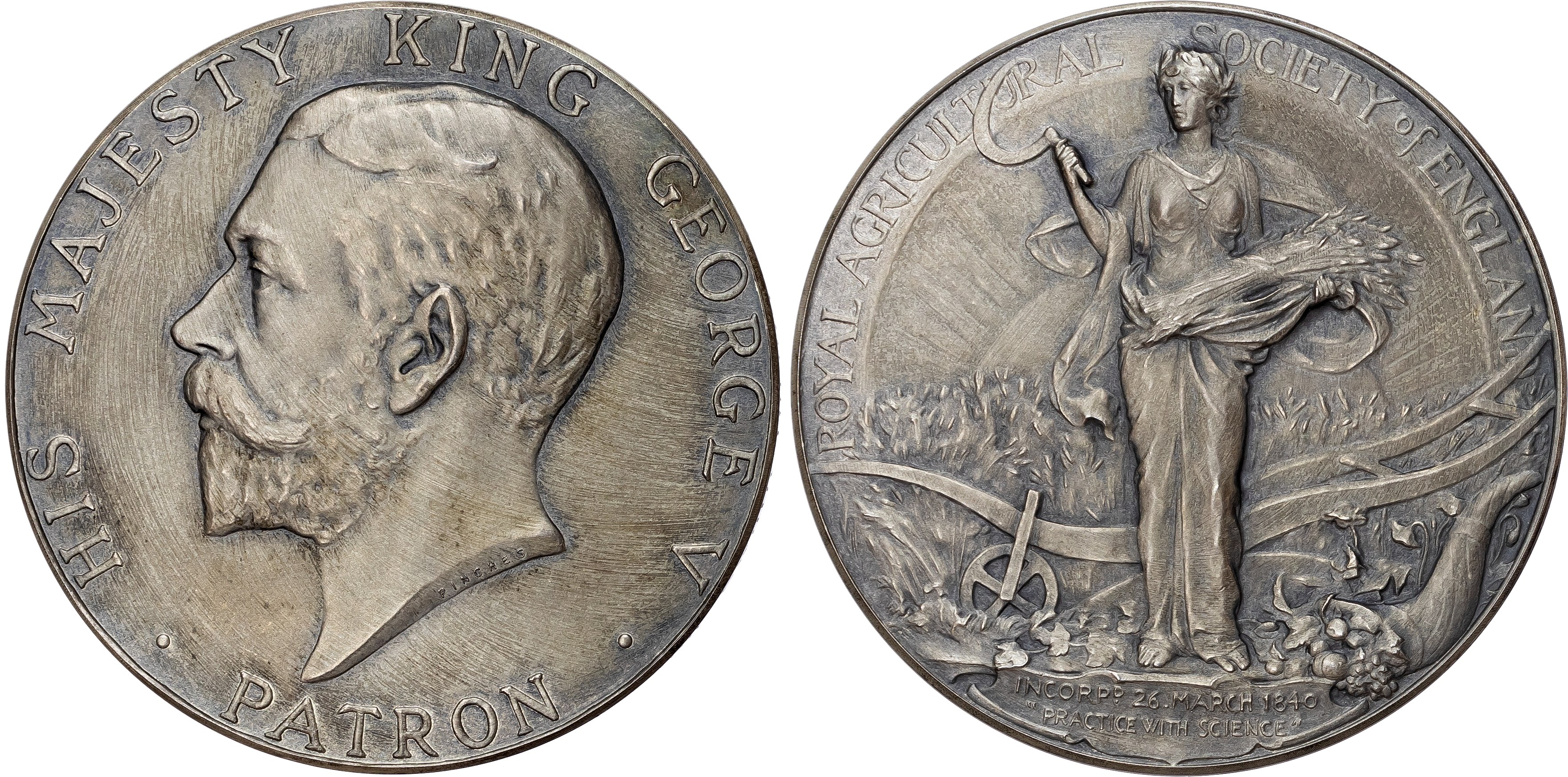 George V (1910-36), Royal Agricultural Society of England, Silver Prize Medal, 1922 by Pinches