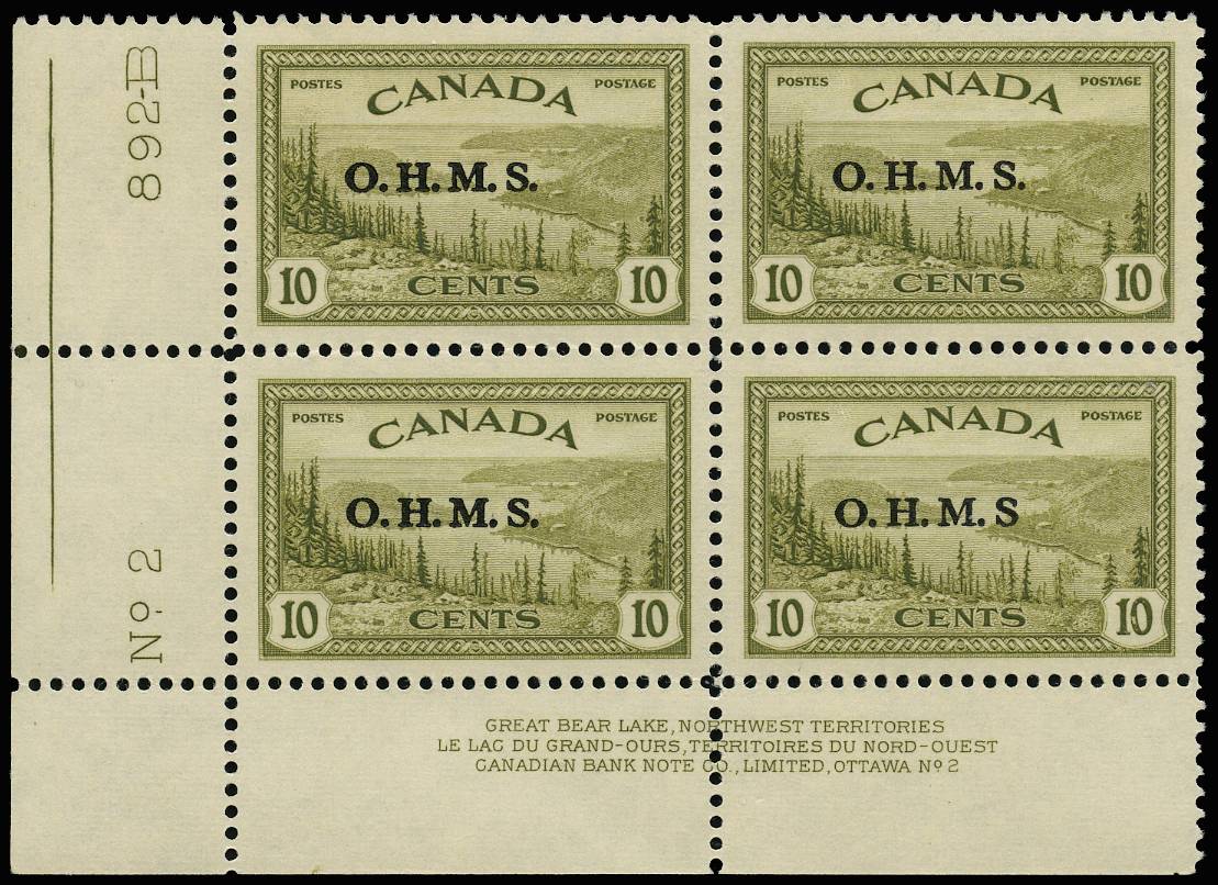 CANADA SG O166/a 1949 10c OLIVE-GREEN MISSING STOP AFTER S