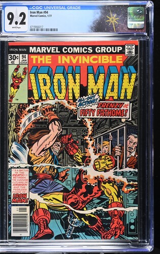 Iron Man #94 CGC 9.2 "Frenzy at Fifty Fathoms!" (Marvel Comics, 1977) White Pages