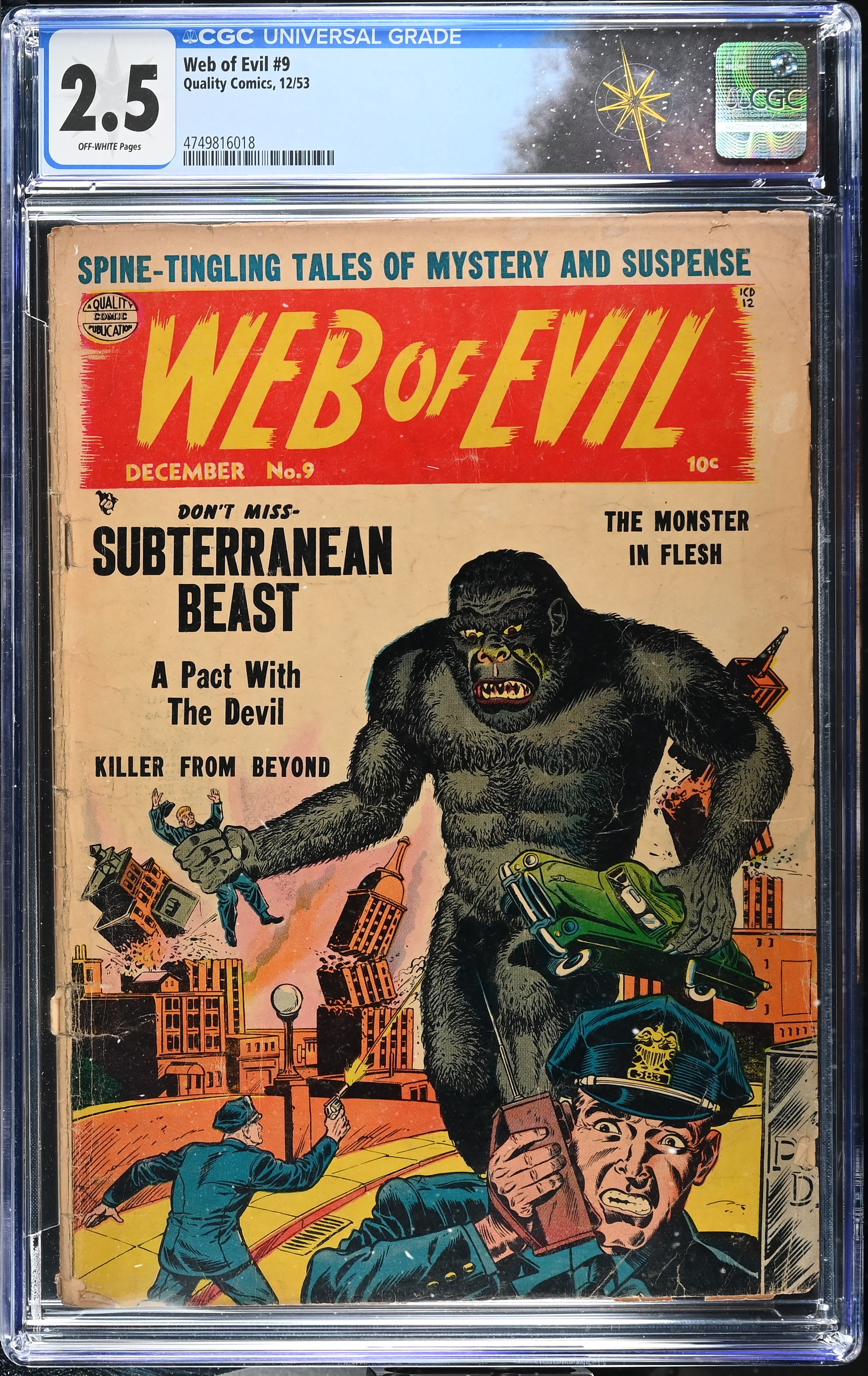 Web of Evil #9 CGC 2.5 Jack Cole Art (Quality Comics, 1953) Off-White Pages