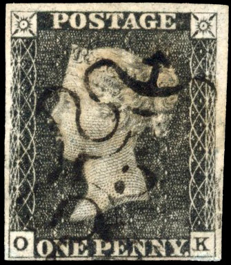 Great Britain 1840 1d Black Pl.6 SG 2 with London No.5 MC