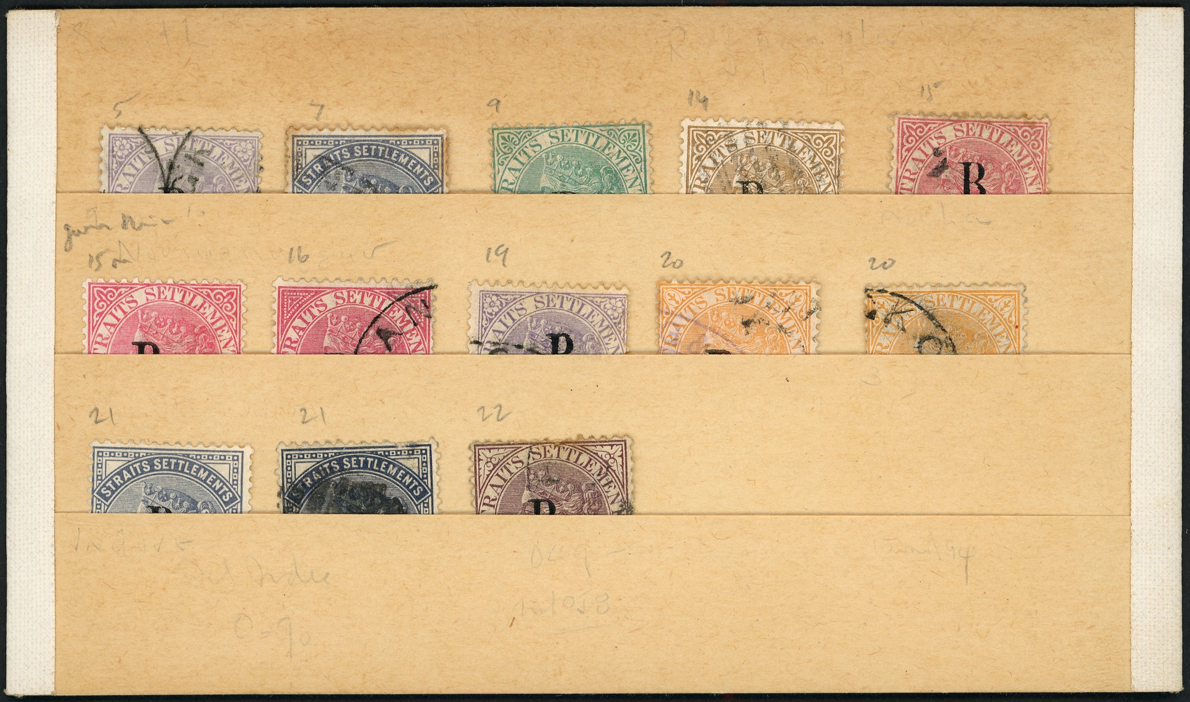 1882-5 selection of thirteen, used unless stated. SG 5, 7 (stained), 9, 14 (fine), 15 (?unused, faults), 15 mint...
