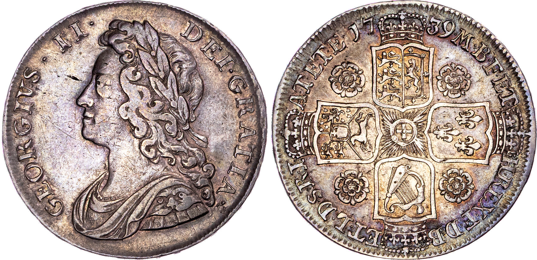 George II (1727 1760) Halfcrown, 1739, DVODECIMO.