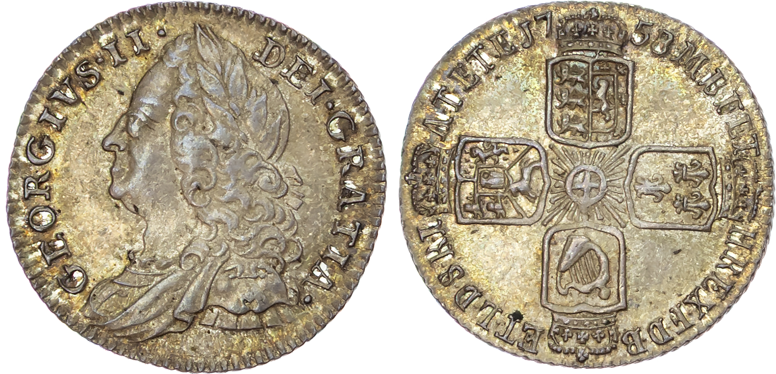 George II (1727-1760), AR Sixpence, 1758.