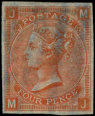 1865-67 4d vermilion, Plate 12 (MJ),...