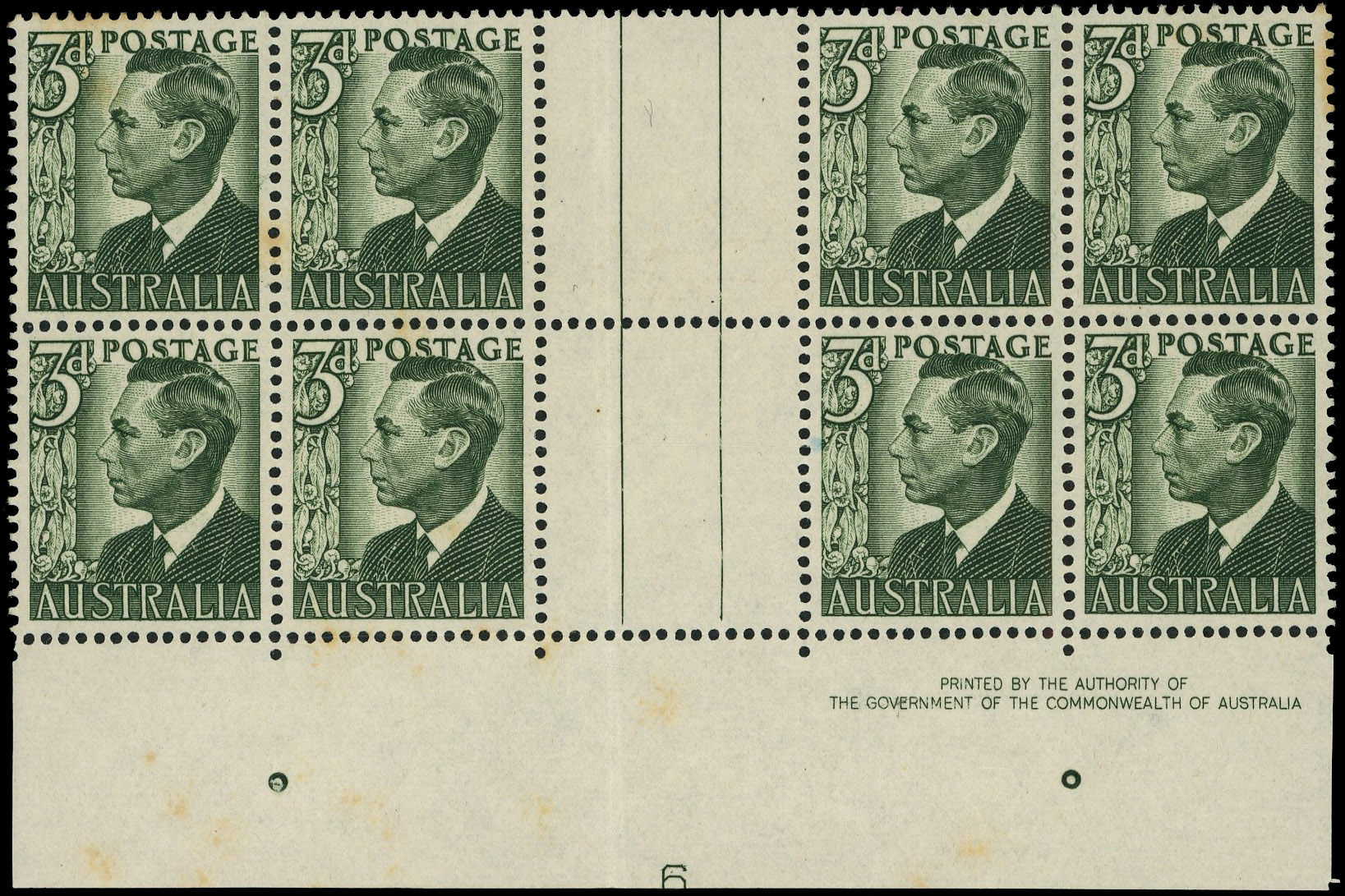 Australia SG 237d Plate 6 block mint