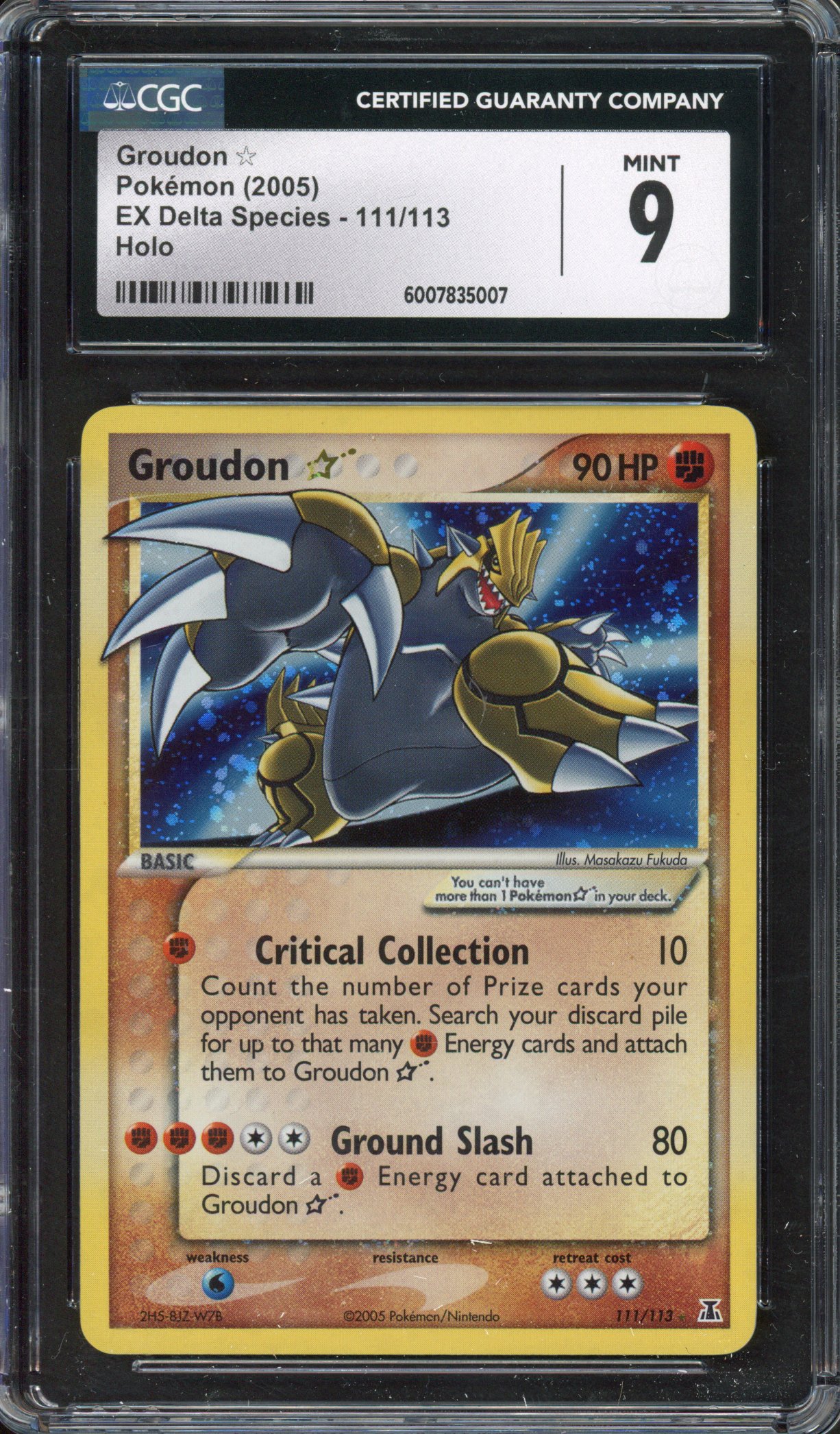 CGC 9 Groudon ☆ Gold Star - EX Delta Species 2005 - 111/113