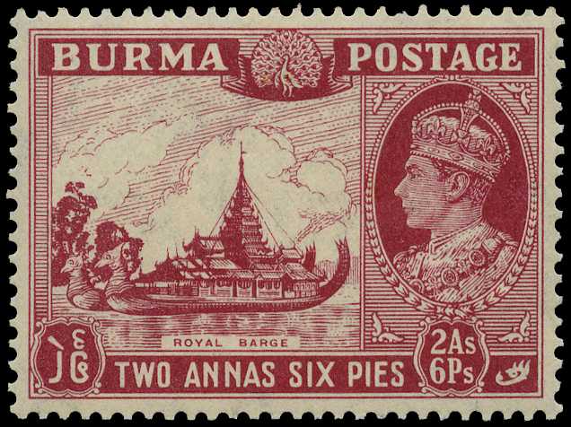 1938-40 2a.6p. claret, with 'Birds over...